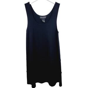 Andrea Jovine 100% Wool Black Scoop Neck Sleeveless Trapeze Dress - Small